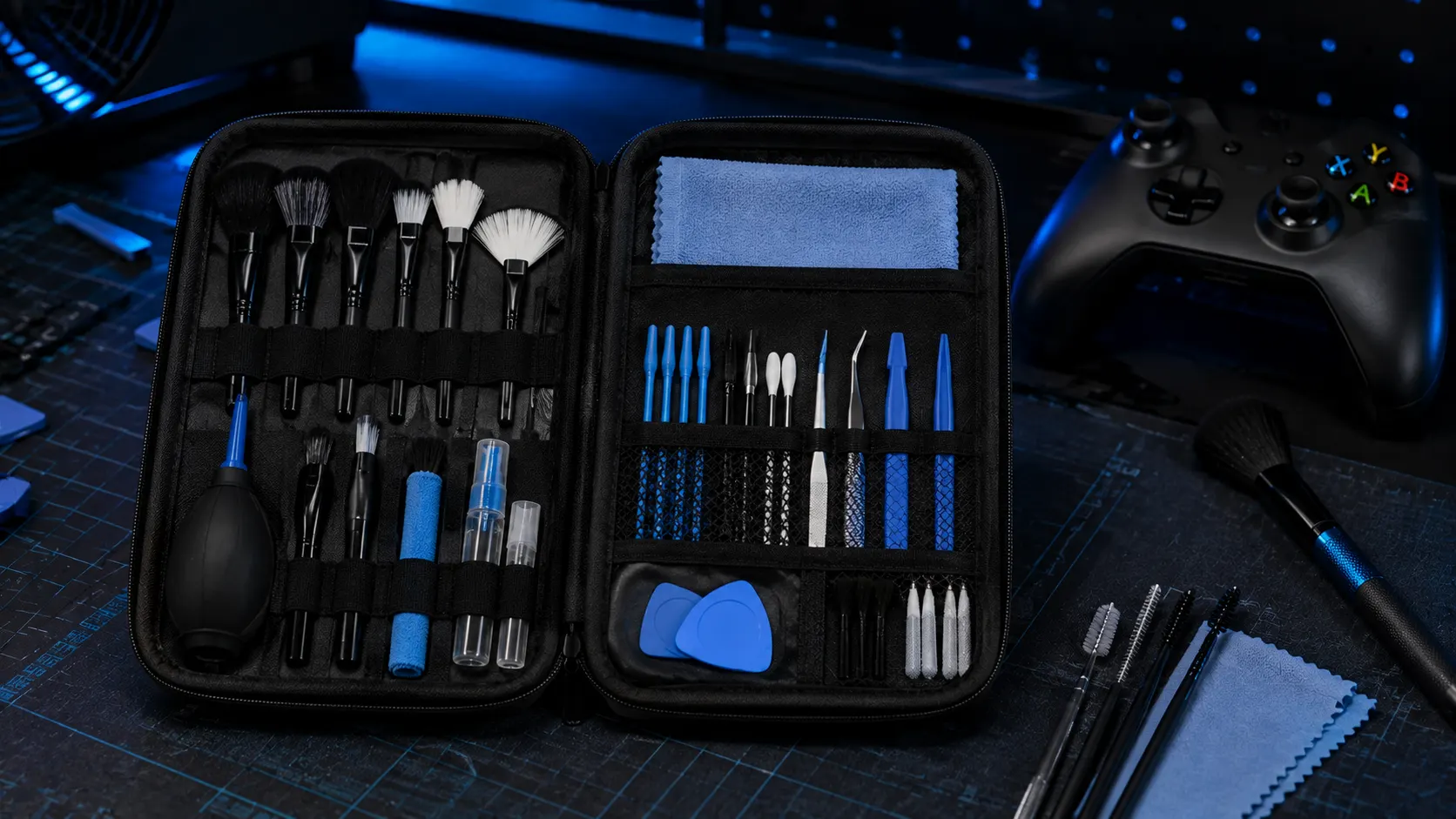 32-in-1 electronics cleaning kit for gaming controller maintenance