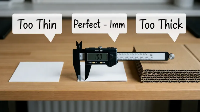 Comparison of paper types showing 1mm cardstock is the correct thickness for Joy-Con repair.