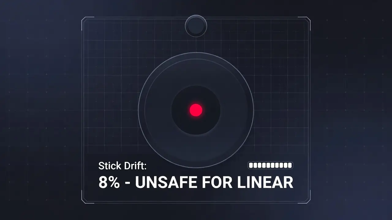 Gamepad tester showing high stick drift which makes Linear response curve difficult to use
