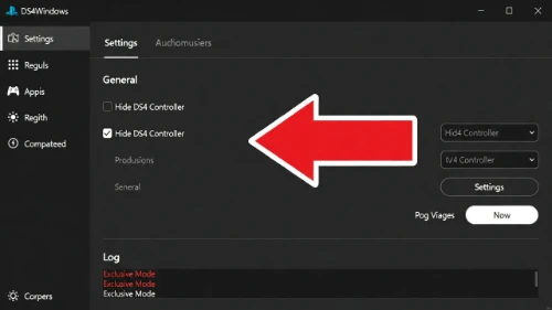 DS4Windows settings tab showing the Hide DS4 Controller checkbox