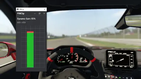 Using FFBClip app in Assetto Corsa to prevent force feedback clipping.