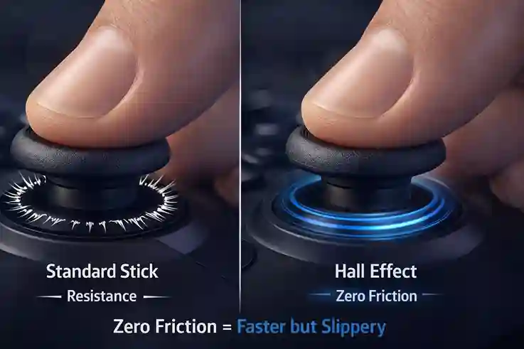 Visual representation of joystick friction affecting aim in FPS games