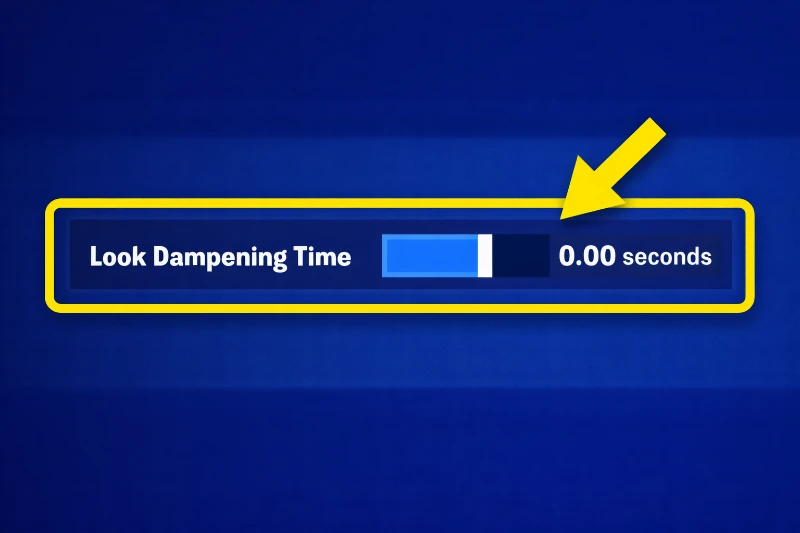 Fortnite Look Dampening Time setting set to 0.00 seconds to remove input lag.