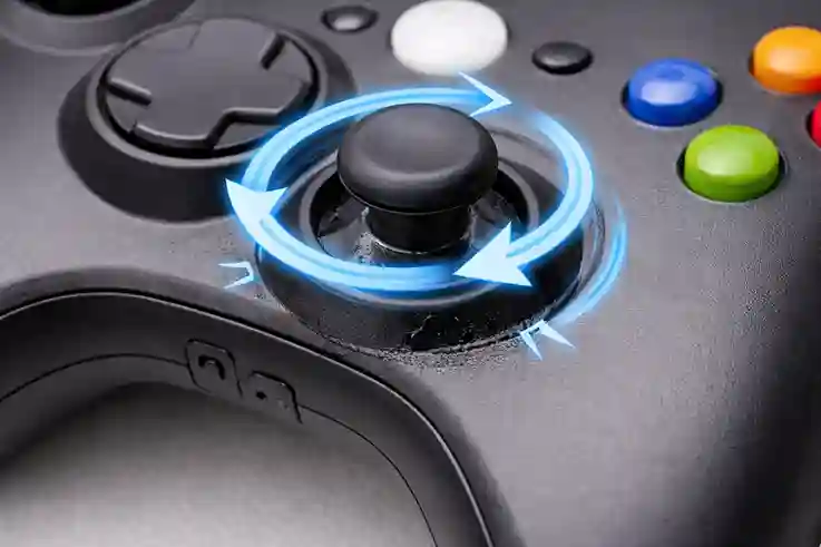 Illustration showing rotation of analog stick to distribute cleaner
