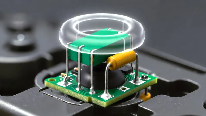 Diagram showing where to solder a capacitor on the Switch Pro Controller potentiometer legs to fix snapback