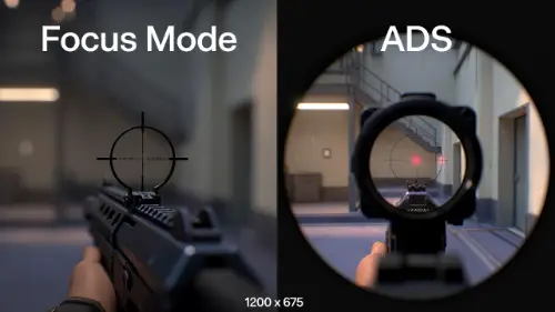 Comparison of Valorant Focus Mode zoom versus full ADS zoom on console